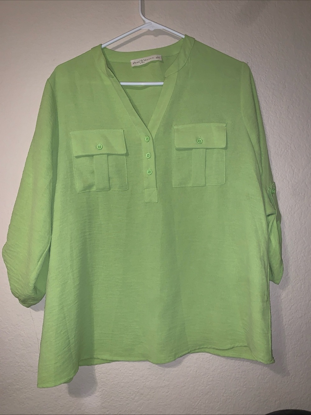 Fair haven Lime Green V-Neck Button-Front Tunic